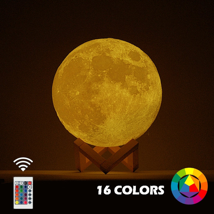 New Dropship  3D Print Moon Lamp Colorful Change Touch Usb Led