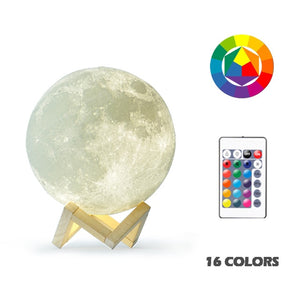 New Dropship  3D Print Moon Lamp Colorful Change Touch Usb Led