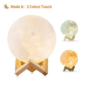 3D Print Moon Lamp Rechargeable Night Light RGB Color Change Touch