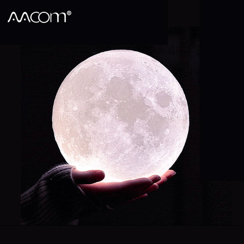 Novelty 3D Print Moon Lamp Night Light 2 Colors Touch Control Indoor