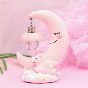 LED Night Light Unicorn Moon Resin Cartoon Night Lamp Luminaria