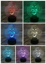 Load image into Gallery viewer, Moon Bear USB 3D LED Night Light Dog Panda Heart Lampara decorative