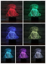 Load image into Gallery viewer, Moon Bear USB 3D LED Night Light Dog Panda Heart Lampara decorative