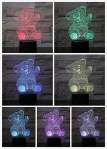 Moon Bear USB 3D LED Night Light Dog Panda Heart Lampara decorative