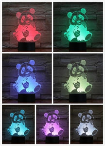 Moon Bear USB 3D LED Night Light Dog Panda Heart Lampara decorative