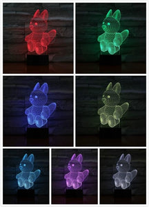 Moon Bear USB 3D LED Night Light Dog Panda Heart Lampara decorative