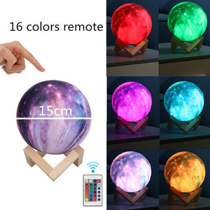 16 Colors 3D Print Star Moon Lamp Colorful Change Touch Home