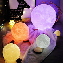 Load image into Gallery viewer, 3D Print Moon Lamp 18cm 15cm 12cm Colorful Change Touch